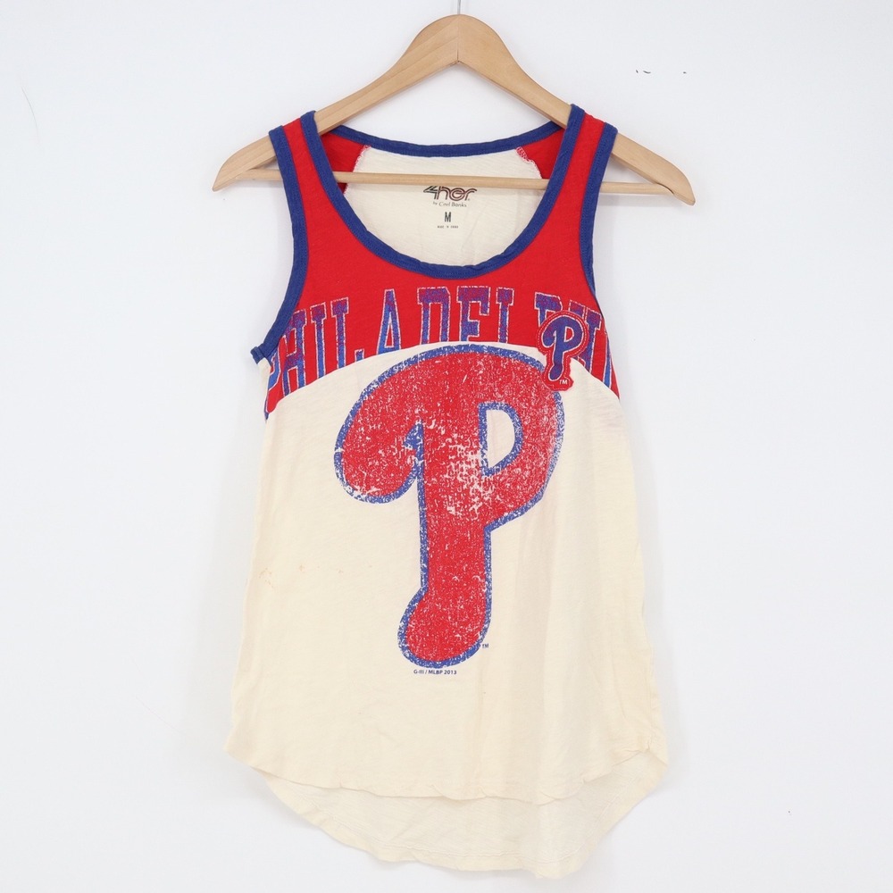 Philadelphia Phillies Tank Top Womens M Cream MLB Baseball G-III 4her Good